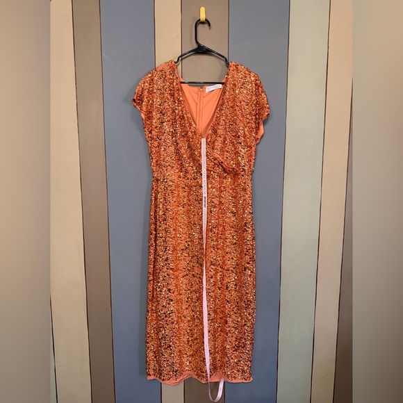 Mac Duggal (10766) Short Sleeve Cocktail Dress-NWT-Size 14-Copper - Picture 4 of 13
